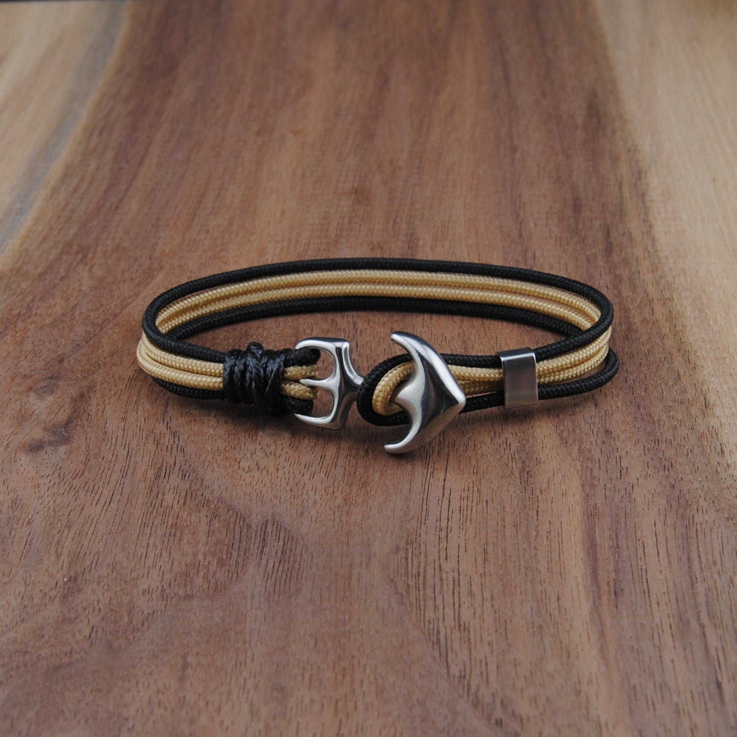The Missouri Pride (Mizzou) - Black and Gold Paracord Bracelet with Stainless Anchor Clasp