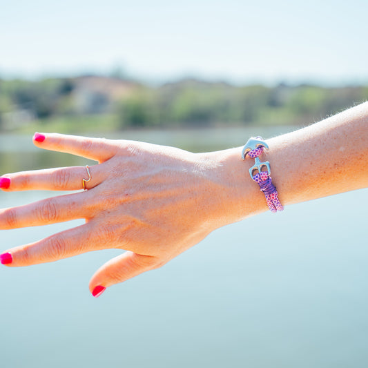 The Local Mermaid- Pink & Purple Diamond Paracord Bracelet with Stainless Anchor Clasp