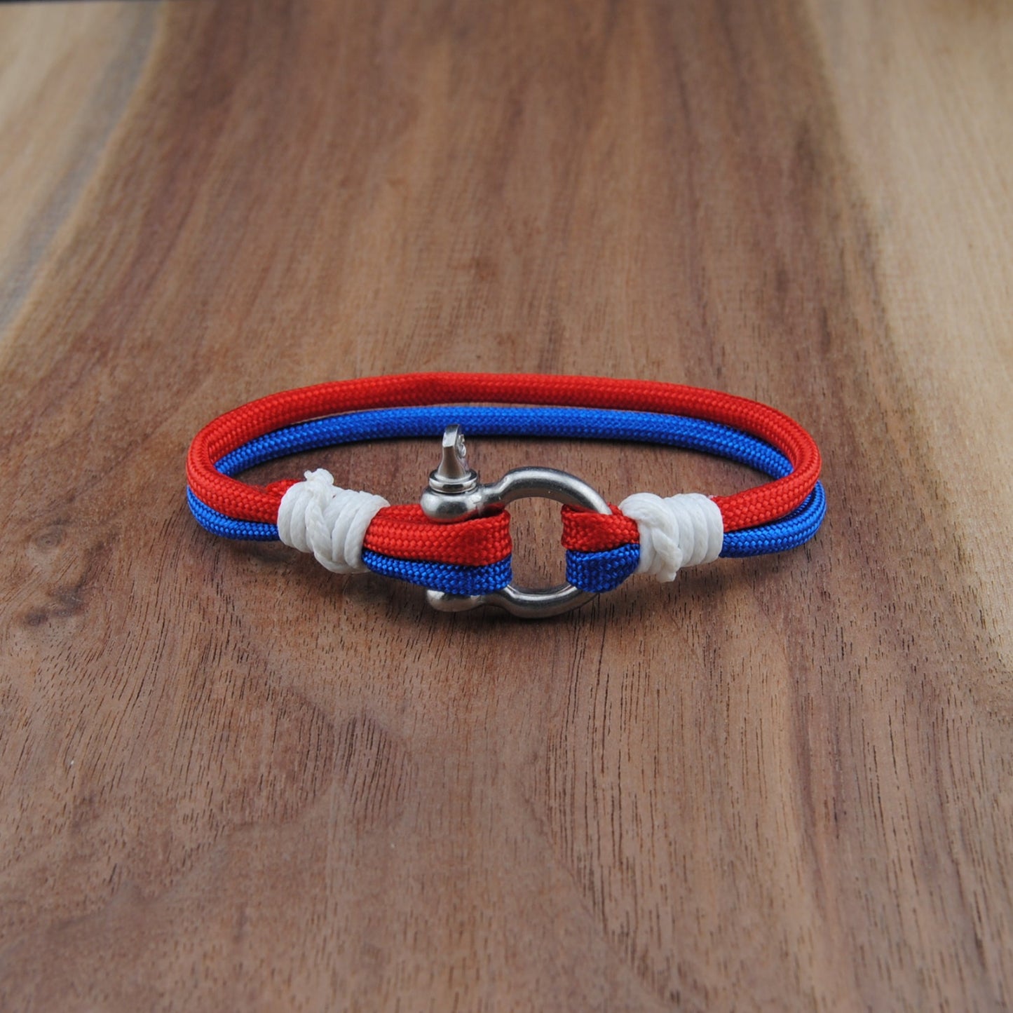 The Capital Hockey Pride (Washington Capitals) - Blue and Red Paracord Bracelet with Stainless D-Shackle