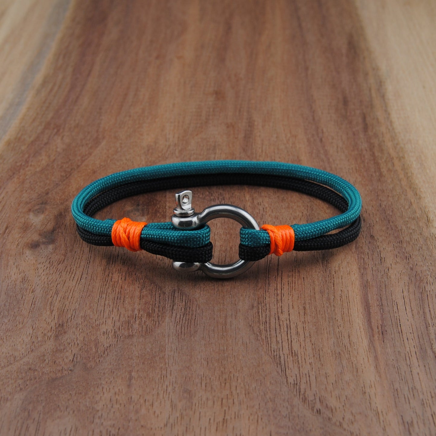 The San Jose Hockey Pride (San Jose Sharks) - Black and Teal Paracord Bracelet with Stainless D-Shackle