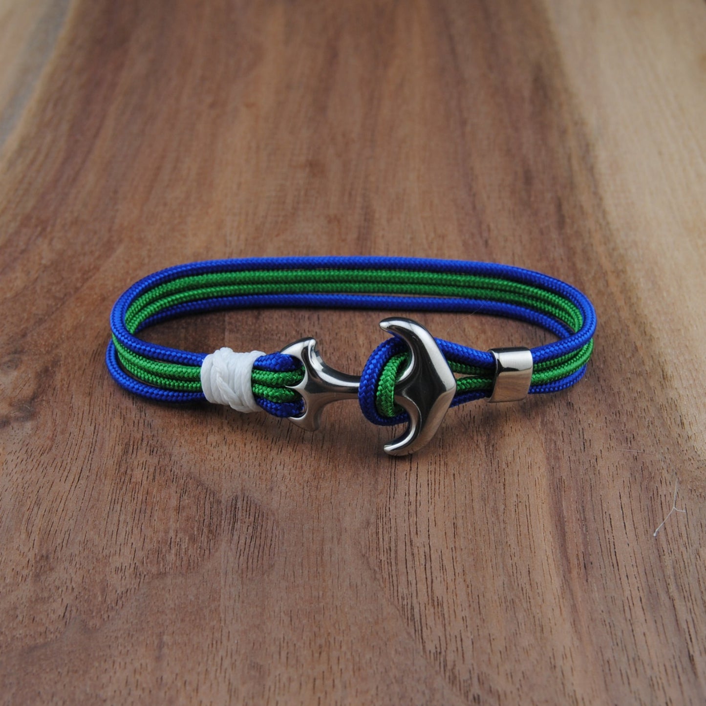 The Vancouver Hockey Pride (Vancouver Canucks) - Blue and Green Paracord Bracelet with Stainless Anchor Clasp