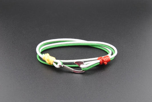 The Amen Corner - Green and White Paracord Double Wrap Bracelet with Hook Closure