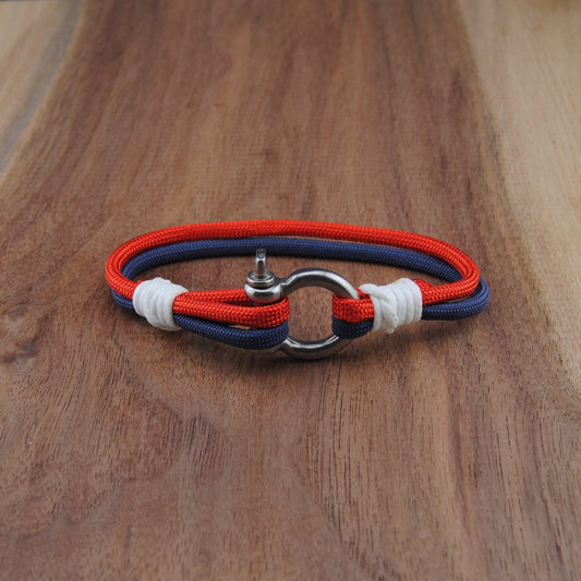 The Arizona Pride - Navy and Red Paracord Bracelet with Stainless D-Shackle