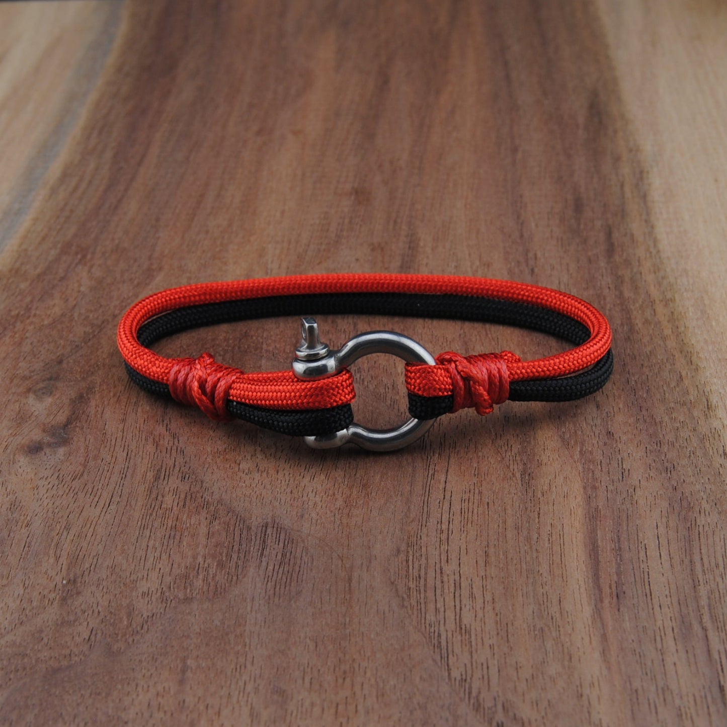 The Cincinnati Pride - Black and Red Paracord Bracelet with Stainless D-Shackle