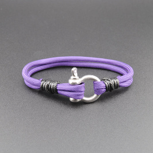The Black Light - Purple Paracord Bracelet with Stainless D-Shackle