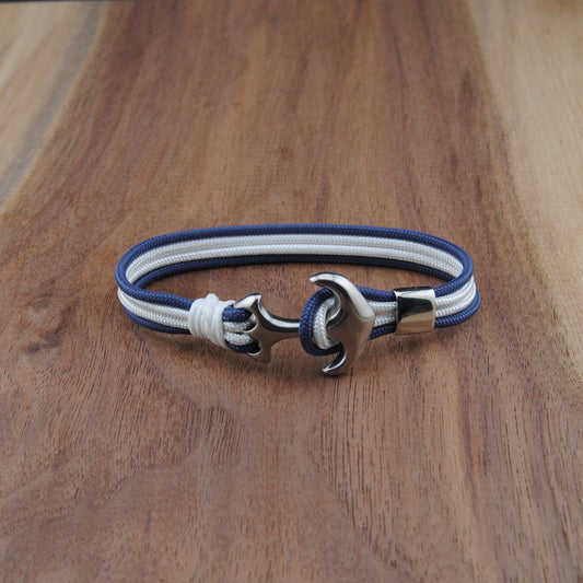 The 27 World Series (New York Yankees) - Navy and White Paracord Bracelet with Stainless Anchor Clasp