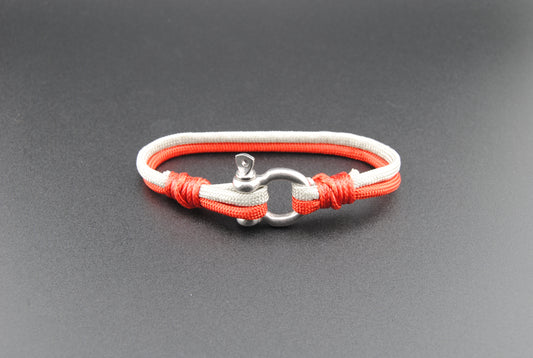 The Buckeye - Red and Gray Paracord Bracelet with Stainless D-Shackle