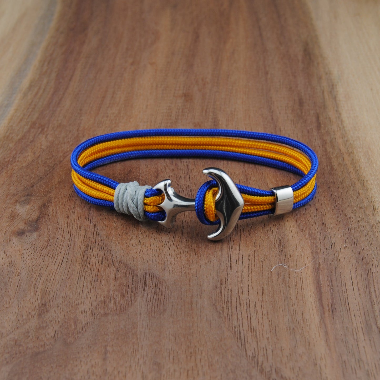 The Buffalo Hockey Pride (Buffalo Sabres) - Blue and Gold Paracord Bracelet with Stainless Anchor Clasp