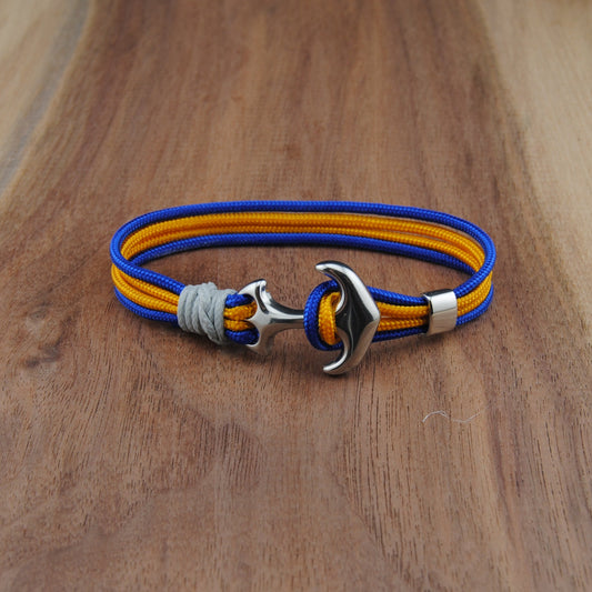 The Buffalo Hockey Pride (Buffalo Sabres) - Blue and Gold Paracord Bracelet with Stainless Anchor Clasp