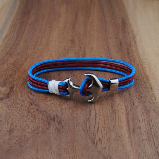 The Colorado Hockey Pride (Colorado Avalanche) - Maroon and Blue Paracord Bracelet with Stainless Anchor Clasp