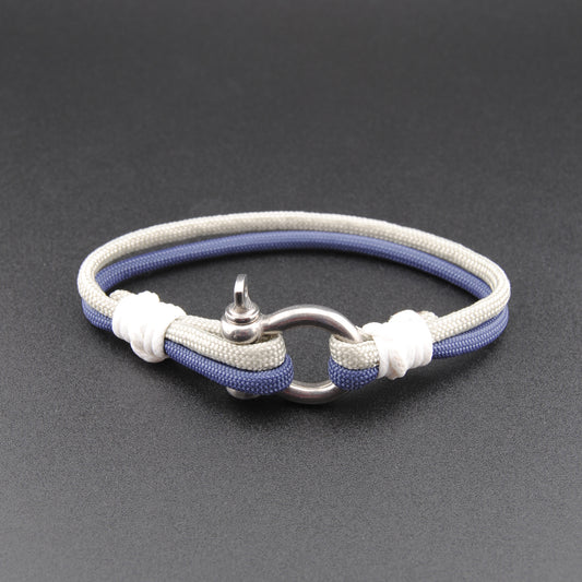 The Cowboy Pride - Navy Blue and Silver Paracord Bracelet with Stainless D-Shackle