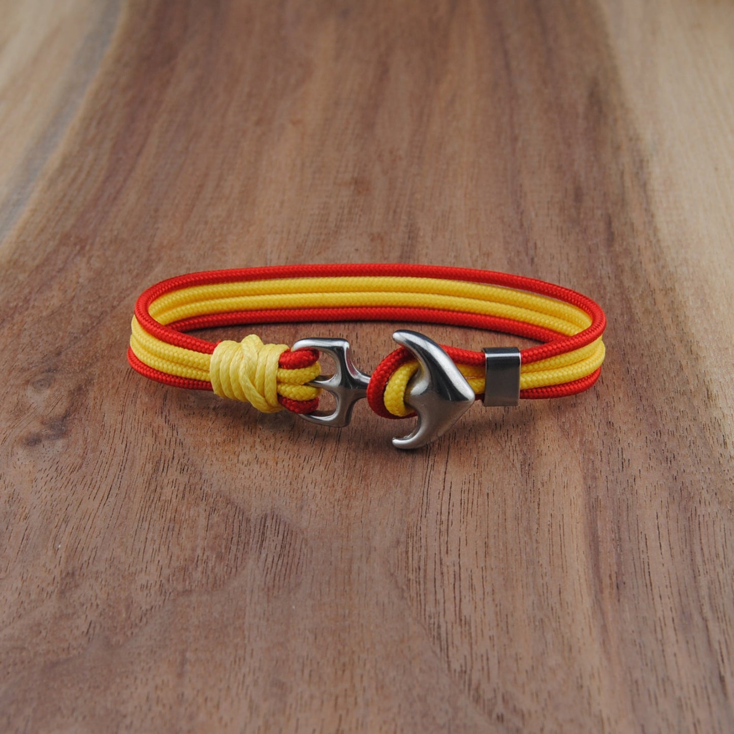 The Calgary Hockey Pride (Calgary Flames) - Red and Yellow Paracord Bracelet with Stainless Anchor Clasp