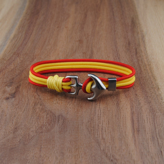 The Calgary Hockey Pride (Calgary Flames) - Red and Yellow Paracord Bracelet with Stainless Anchor Clasp