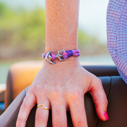 The Local Mermaid- Pink & Purple Diamond Paracord Bracelet with Stainless Anchor Clasp
