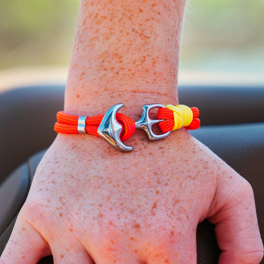 The Summer Sunset - Melon Pink Paracord Bracelet with Stainless Anchor Clasp