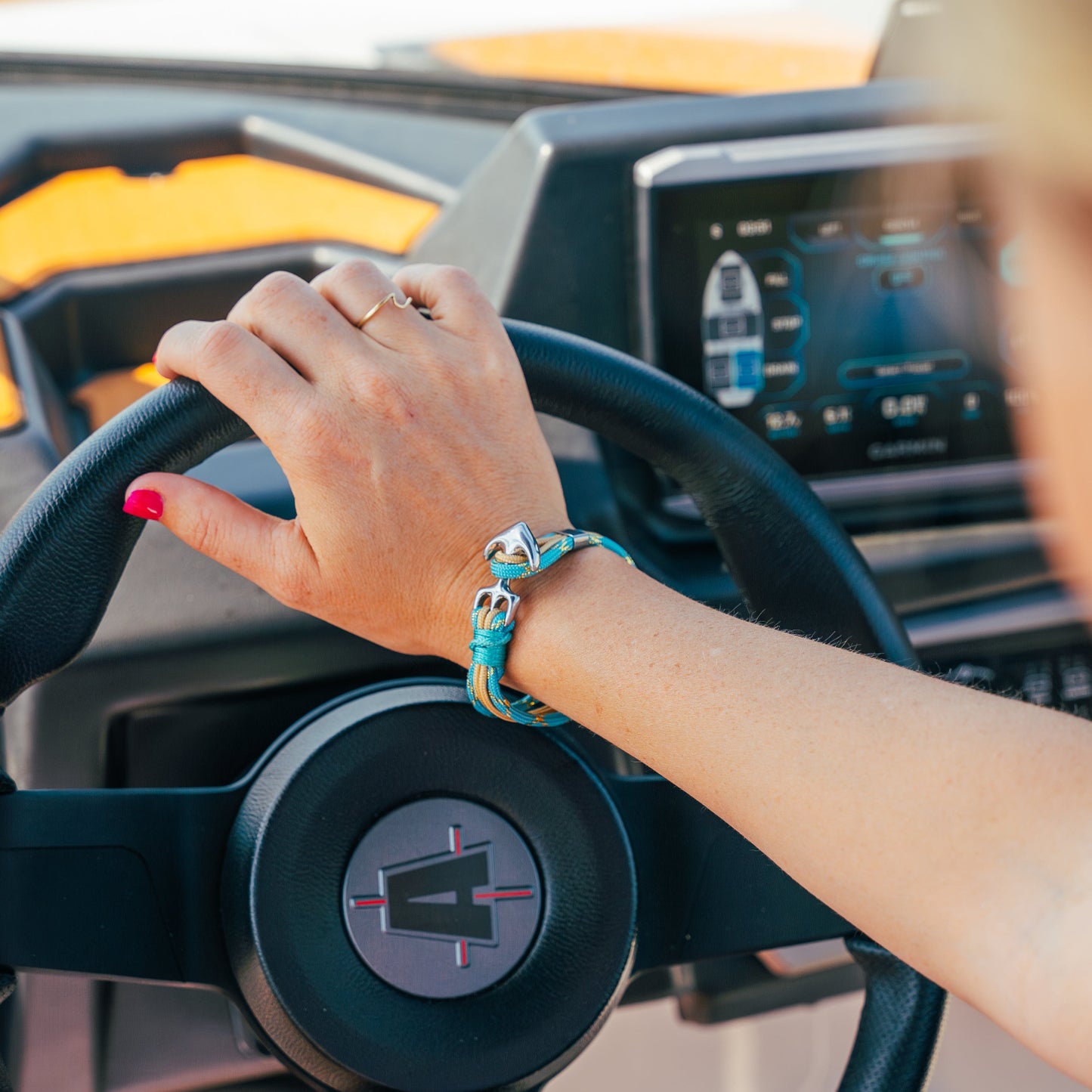 The Dawn Breaker - Turquoise/Gold Metallic Paracord Bracelet with Stainless Anchor Clasp
