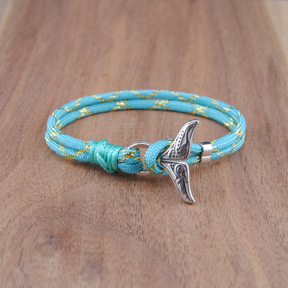 The Dawn Breaker - Turquoise/Gold Metallic Paracord Bracelet with Stainless Fishtail Clasp