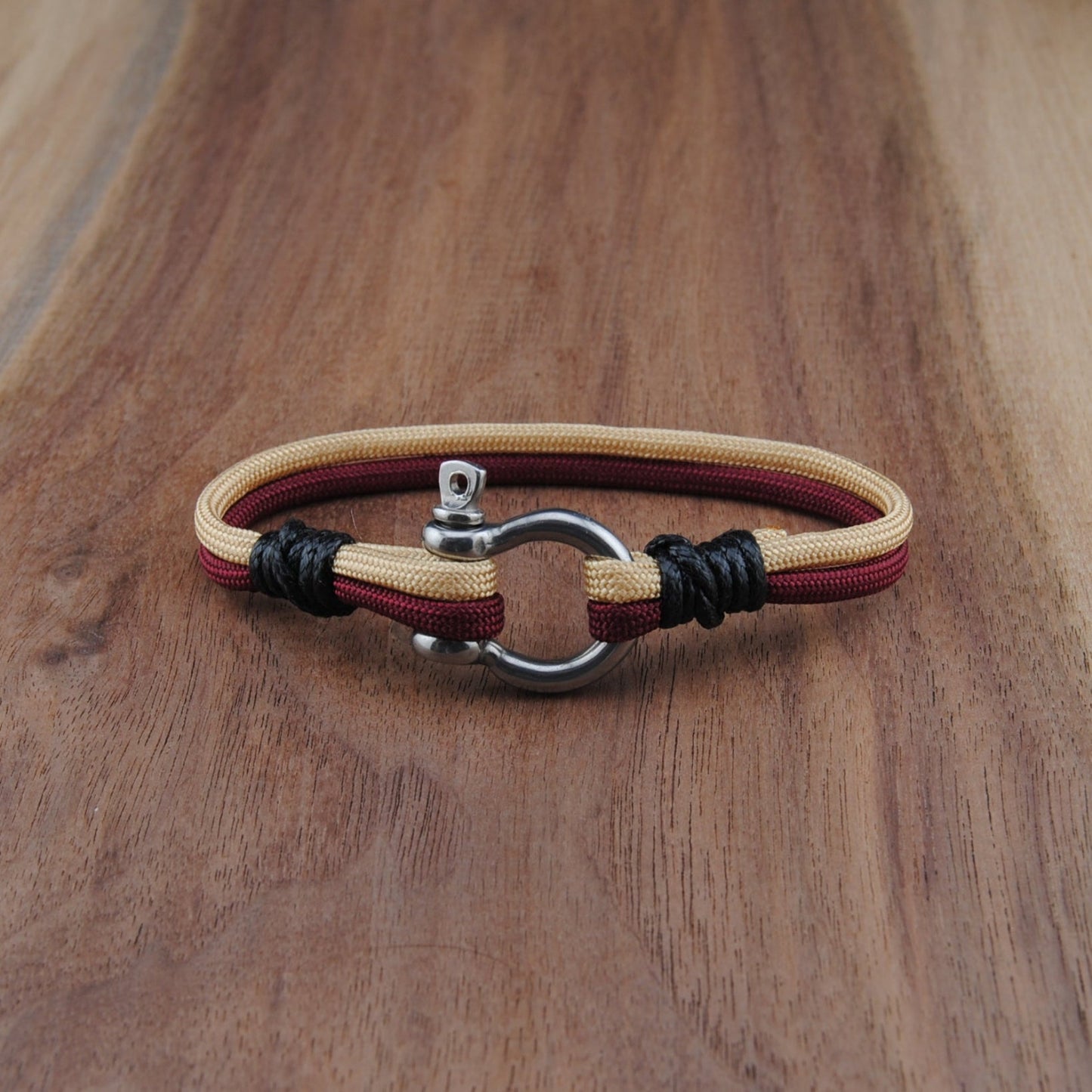 The BC Pride (Boston College) - Maroon and Gold Paracord Bracelet with Stainless D-Shackle