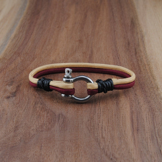 The BC Pride (Boston College) - Maroon and Gold Paracord Bracelet with Stainless D-Shackle