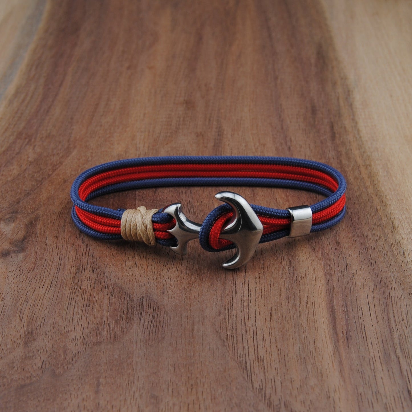 The Rat Trick (Florida Panthers) - Blue and Red Paracord Bracelet with Stainless Anchor Clasp