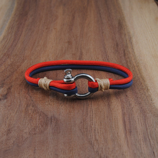 The Rat Trick (Florida Panthers) - Blue and Red Paracord Bracelet with Stainless D-Shackle