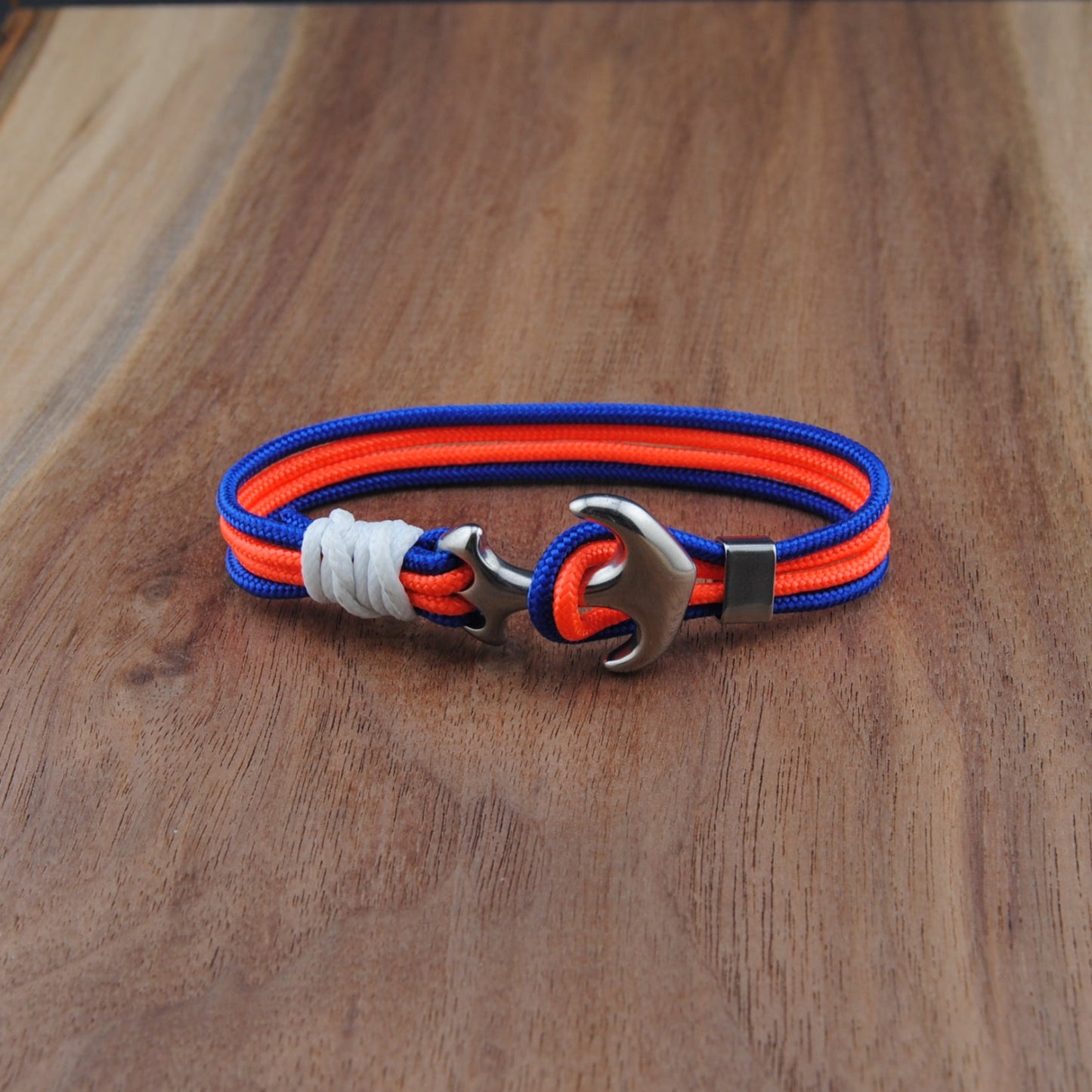 The Edmonton Hockey Pride (Edmonton Oilers) - Blue and Orange Paracord  Bracelet with Stainless Anchor Clasp