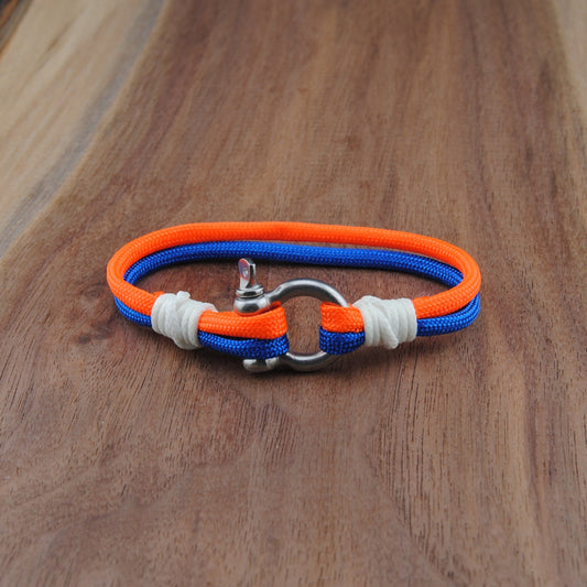 The Edmonton Hockey Pride (Edmonton Oilers) - Blue and Orange Paracord Bracelet with Stainless D-Shackle