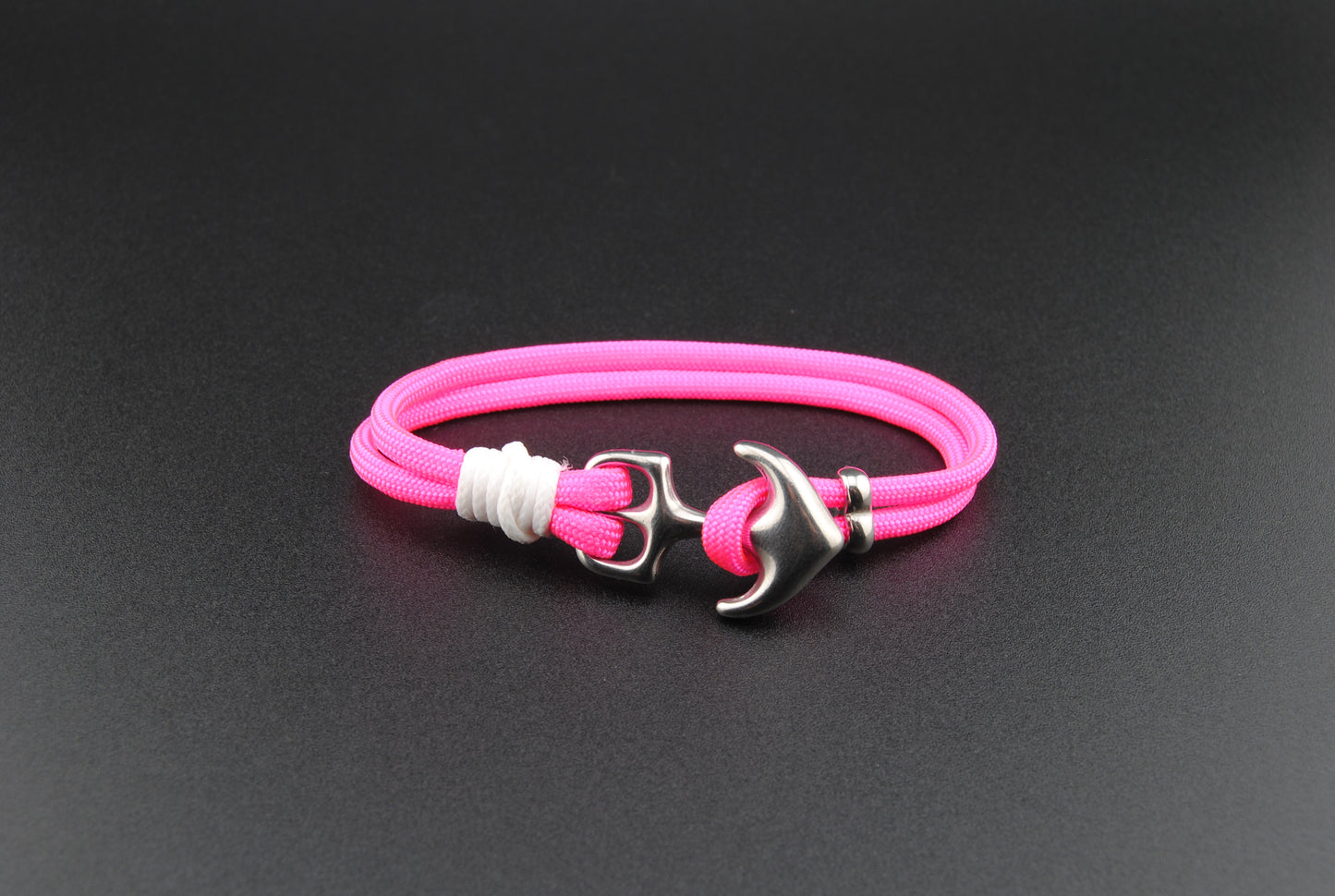 The Girl Dad - Pink Paracord Bracelet with Stainless Anchor Clasp