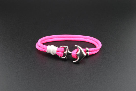 The Girl Dad - Pink Paracord Bracelet with Stainless Anchor Clasp