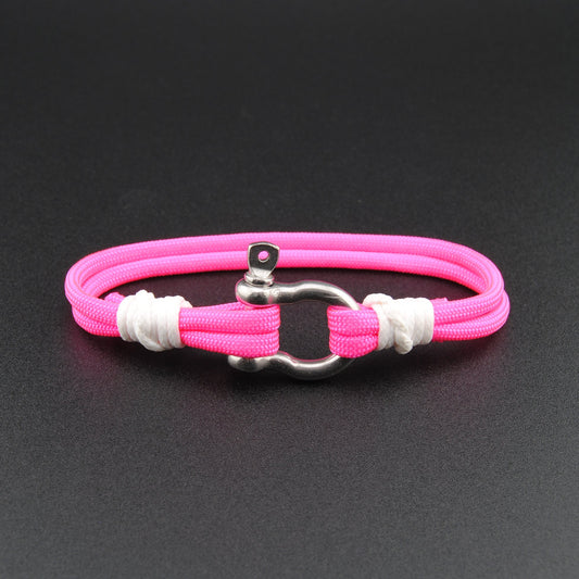 The Girl Dad - Pink Paracord Bracelet with Stainless D-Shackle