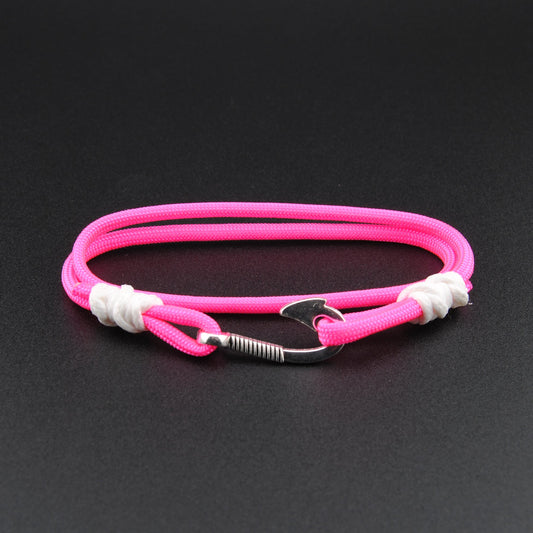 The Girl Dad - Pink Paracord Double Wrap Bracelet with Hook Closure