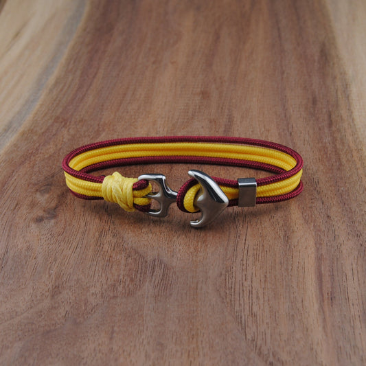 The ASU Pride (Arizona State) - Maroon and Gold Paracord Bracelet with Stainless Anchor Clasp