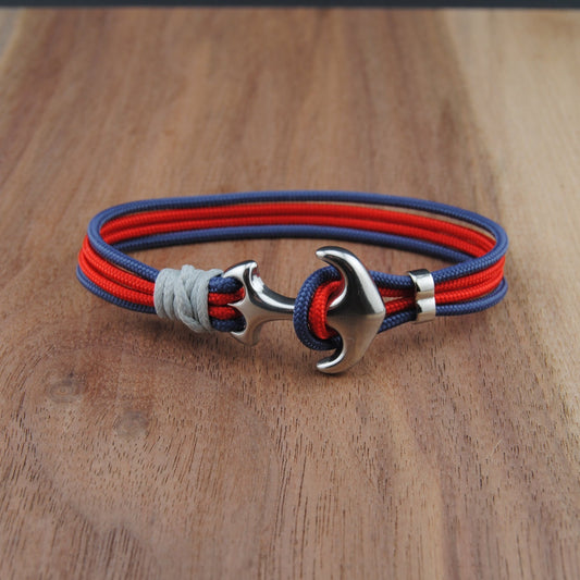 The Zags (Gonzaga) - Navy and Red Paracord Bracelet with Stainless Anchor Clasp
