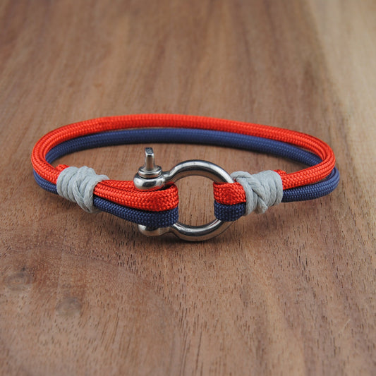 The Zags (Gonzaga) - Navy and Red Paracord Bracelet with Stainless D-Shackle