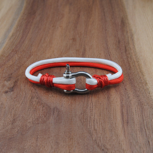 The Utah Pride - Red and White Paracord Bracelet with Stainless D-Shackle