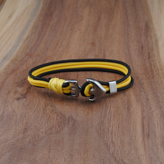 The Boston Hockey Pride (Boston Bruins) - Black and Gold Paracord Bracelet with Stainless Anchor Clasp