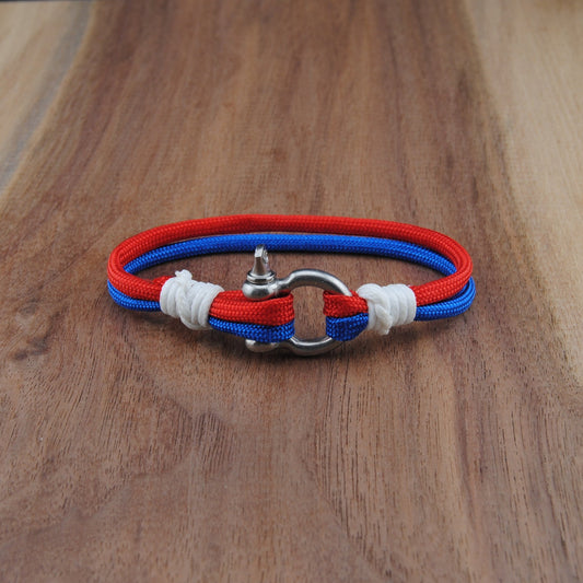The Capital Hockey Pride (Washington Capitals) - Blue and Red Paracord Bracelet with Stainless D-Shackle