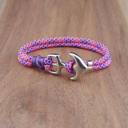 The Local Mermaid- Pink & Purple Diamond Paracord Bracelet with Stainless Anchor Clasp