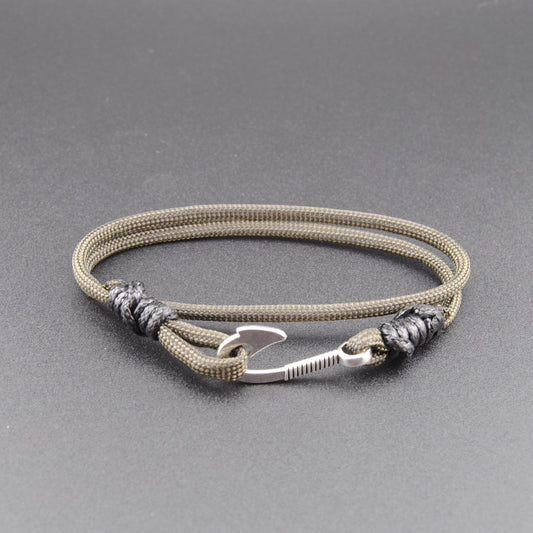 The Lieutenant Dan - Military Green Paracord Double Wrap Bracelet with Hook Closure