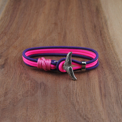 The Mermaid - Purple and Pink Paracord Bracelet with Stainless Fishtail Clasp