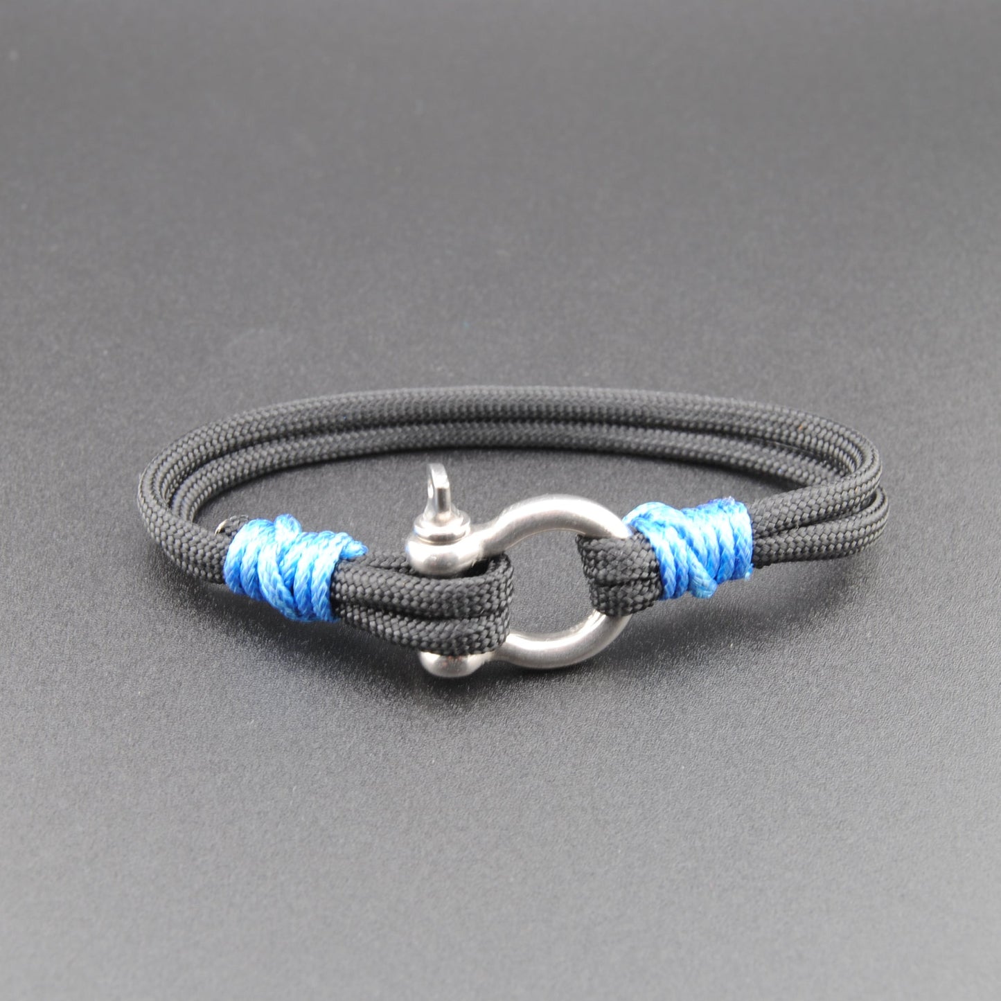 The Midnight Rider - Black Paracord Bracelet with Stainless D-Shackle