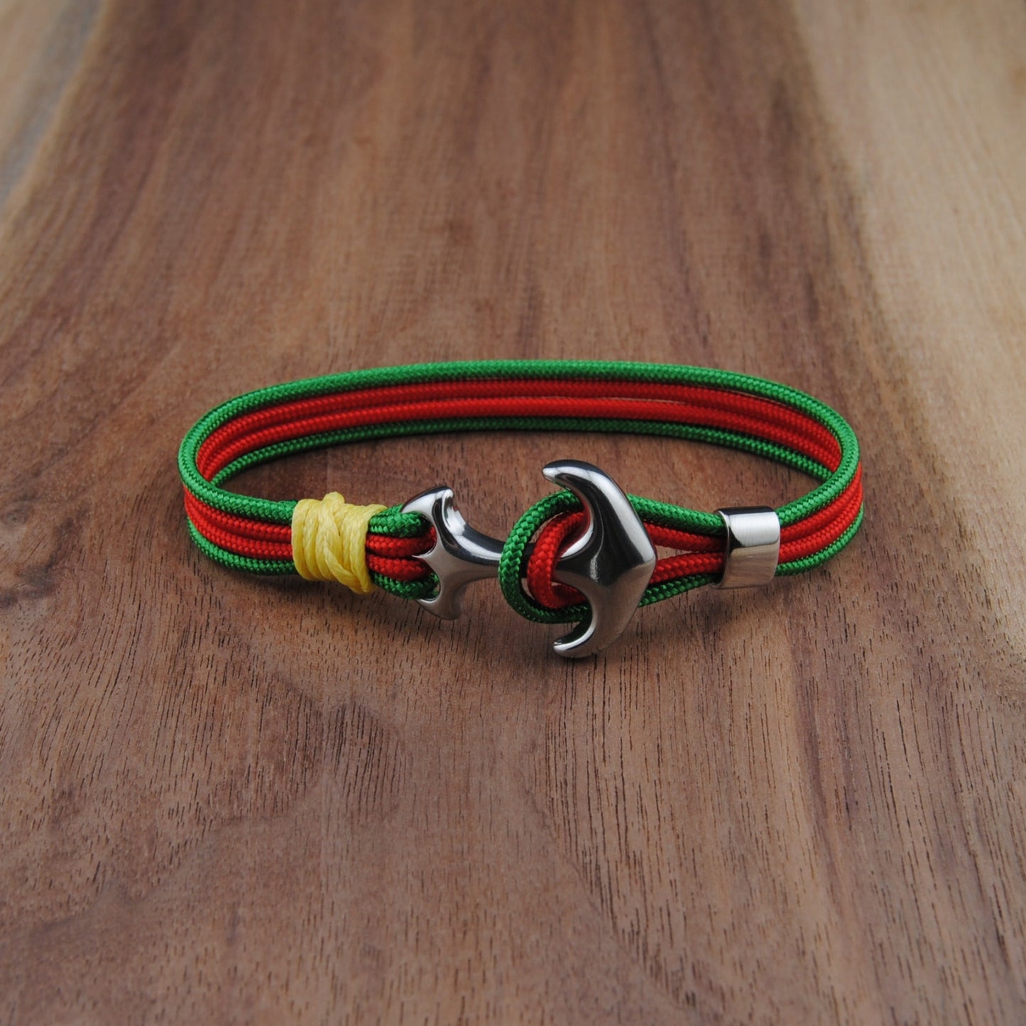 The Minnesota Hockey Pride (Minnesota Wild) - Red and Green Paracord Bracelet with Stainless Anchor Clasp