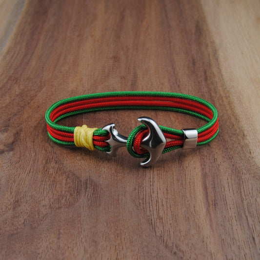 The Minnesota Hockey Pride (Minnesota Wild) - Red and Green Paracord Bracelet with Stainless Anchor Clasp