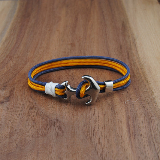 The Nashville Hockey Pride (Nashville Predators) - Navy and Gold Paracord Bracelet with Stainless Anchor Clasp