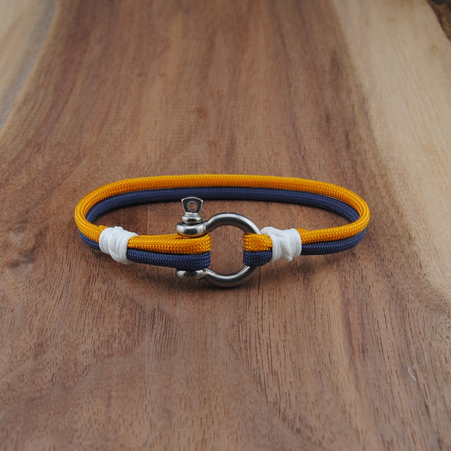 The Nashville Hockey Pride (Nashville Predators) - Navy and Gold Paracord Bracelet with Stainless D-Shackle