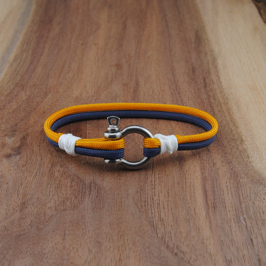 The Nashville Hockey Pride (Nashville Predators) - Navy and Gold Paracord Bracelet with Stainless D-Shackle