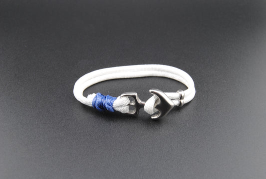 The Pina Colada - White Paracord Bracelet with Stainless Anchor Clasp