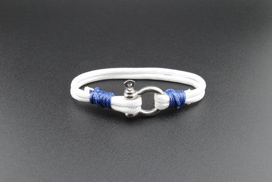 The Pina Colada - White Paracord Bracelet with Stainless D-Shackle