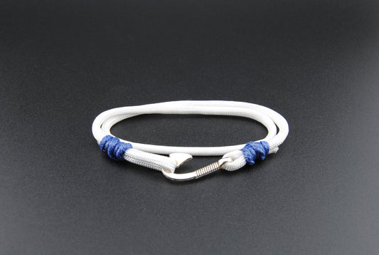 The Pina Colada - White Paracord Double Wrap Bracelet with Hook Closure