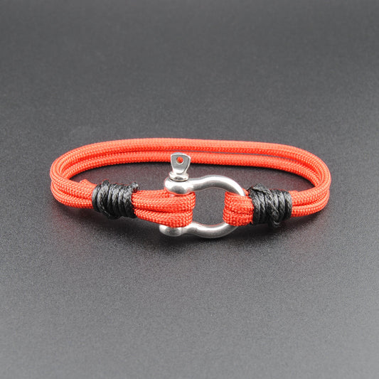 The Rum Runner - Red Paracord Bracelet with Stainless D-Shackle
